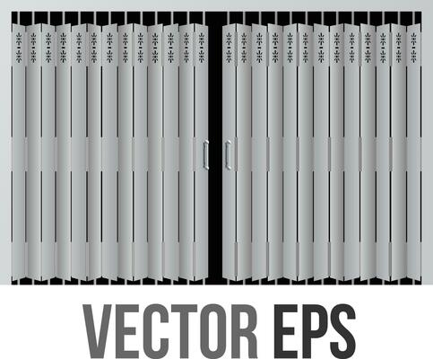 Vector traditional Hong Kong retro style silver shop front matel gate rolling door design