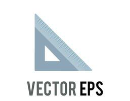 vector silver metal triangular ruler icon, as used to draw lines and measure distance