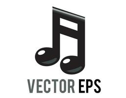 Vector black music note icon, beamed pair of eighth musical notes