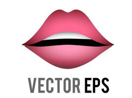 Vector gradient human mouth icon with pair of lips and teeth