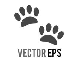 Vector pair of dark paw prints icon, showing four toes and pad