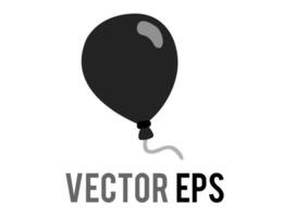 Vector black air balloon on string icon, congratulations, celebration, happy birthday, Halloween party