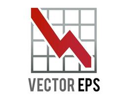 Vector red business presentation summary finance report bar chart decreasing icon