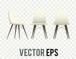 blanco 60s retro estilo diseñador hogar silla con marrón pierna icono vector