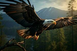 águilas vuelo vitrinas sus majestuoso presencia con extendido alas ai generado foto