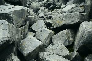 gris rocas estar estoico en su natural al aire libre alrededores ai generado foto