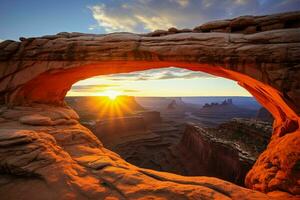 Mesa Archs natural beauty in Canyonlands National Park, Utah, USA AI Generated photo