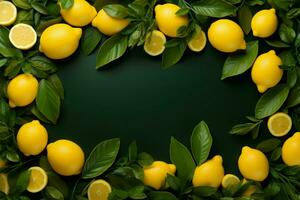 Photo frame composed of lemons, a vibrant, minimalist masterpiece AI Generated