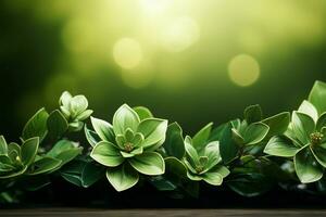 Floral green backdrop, evoking the freshness of spring, text ready AI Generated photo