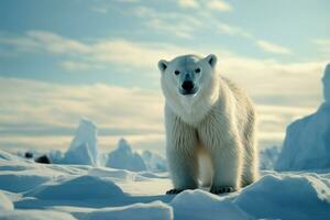 Arctic ice landscape frames an endearing mammals engaging expression AI Generated photo