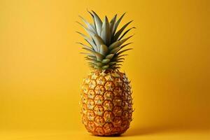 Golden hued pineapple, soft yellow backdrop, ideal for text placement AI Generated photo