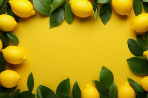 limón minimalismo imagen marco con suave amarillo mate, vívido apelación ai generado foto