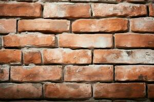 Close up view captures the texture and charm of a brick wall AI Generated photo