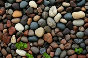 A blend of pebble stones and bricks forms an intriguing contrast AI Generated photo