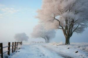 Winters beauty a pristine, serene season of frost and wonder AI Generated photo