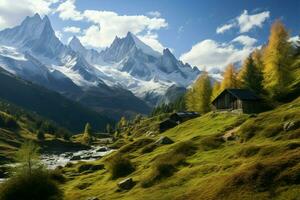 el francés Alpes, un prístino y maravilloso paisaje de escabroso belleza ai generado foto