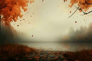 An autumn theme image with a text ready backdrop AI Generated photo