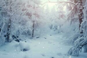 Frozen trees in the Carpathian woods, a wintertime mountain enchantment AI Generated photo