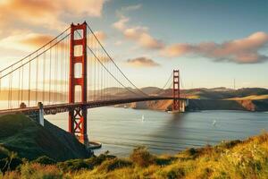 Iconic San Francisco The majestic Golden Gate Bridge in all its glory AI Generated photo