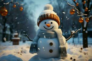 Festive snowman embodies the spirit of New Year AI Generated photo