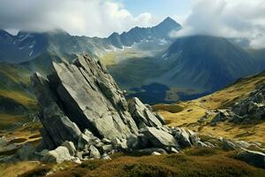 High altitude beauty in mountainscape, where natures wonders take center stage AI Generated photo