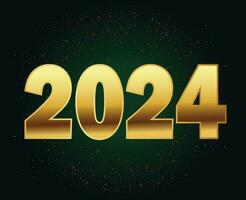 2024 New Year Holiday Design Gold Abstract Vector Logo Symbol Illustration With Green Background