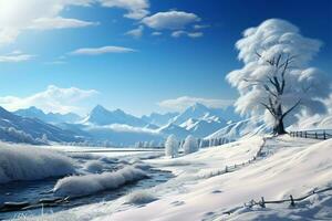 Nature illustration evokes the serene charm of the winter season AI Generated photo