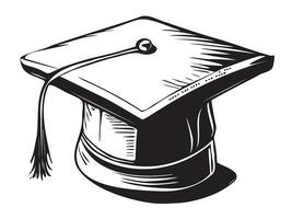 Graduation cap student hand drawn sketch Vector illustration