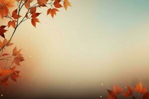 Text friendly autumn themed background with ample space for your message AI Generated photo