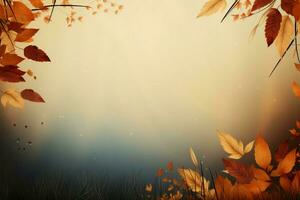 Text friendly autumn themed background with ample space for your message AI Generated photo