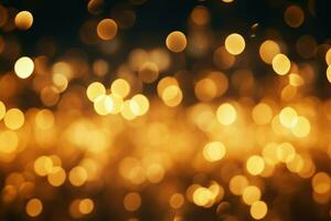 Festive charm abstract golden bokeh lights for Christmas holiday backgrounds AI Generated photo