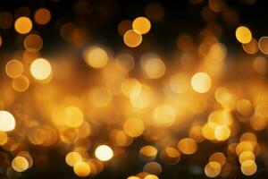 Golden bokeh lights in abstract blur form a radiant holiday backdrop AI Generated photo