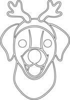 Dog face Christmas doodle for decoration and design. vector