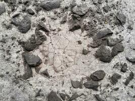 Grungy wall of gray concrete texture with cracked surface from sand and cement materials. photo