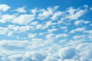 Natures serenity a blue sky adorned with abstract, gentle clouds AI Generated photo