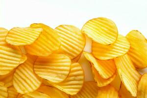 Isolated potato chips on a white background with a clipping path AI Generated photo