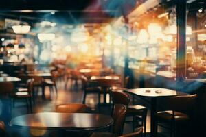 Hazy coffee shop and dining ambiance, an abstract visual blend AI Generated photo