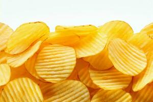 Isolated potato chips on a white background with a clipping path AI Generated photo