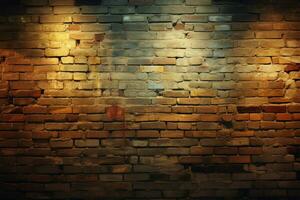 Light leak adds character to the textured old brick wall AI Generated photo