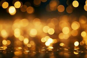 Golden bokeh lights create a festive and abstract Christmas background AI Generated photo