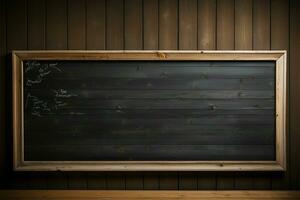 Educational blackboard on a weathered wooden wall, a timeless combination AI Generated photo