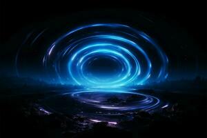 Enigmatic celestial tunnels with dark voids and soft blue mist AI Generated photo