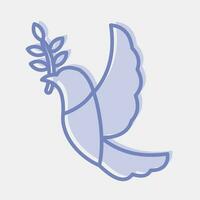 Icon a dove carrying an olive branch. Palestine elements. Icons in two tone style. Good for prints, posters, logo, infographics, etc. vector