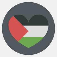 Icon heart shape palestine flag. Palestine elements. Icons in color mate style. Good for prints, posters, logo, infographics, etc. vector