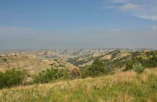 Scenic View Down into a Rural Canyon in North Dakota photo