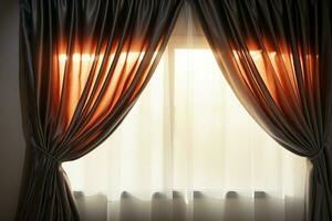 Curtain softly kissed by sunlight, infusing the space with radiance AI Generated photo