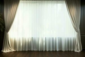 Closeup of curtains adorning an empty rooms window, an inviting interior AI Generated photo