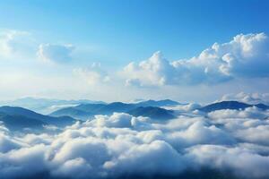 nubes en un azul cielo, un resumen estampado naturaleza antecedentes ai generado foto