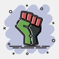 Icon raised hand with clenched. Palestine elements. Icons in comic style. Good for prints, posters, logo, infographics, etc. vector