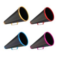 3D Rendering Colorful Film Megaphone Set png